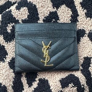 Yves Saint Laurent Black Card Holder with Gold Logo